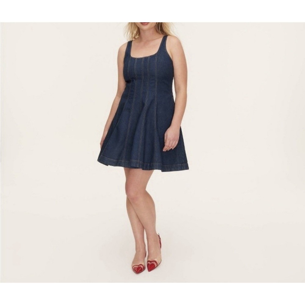 Kate Spade x Target Dark Wash Denim Fit & Flare Mini Dress Sleeveless Pockets